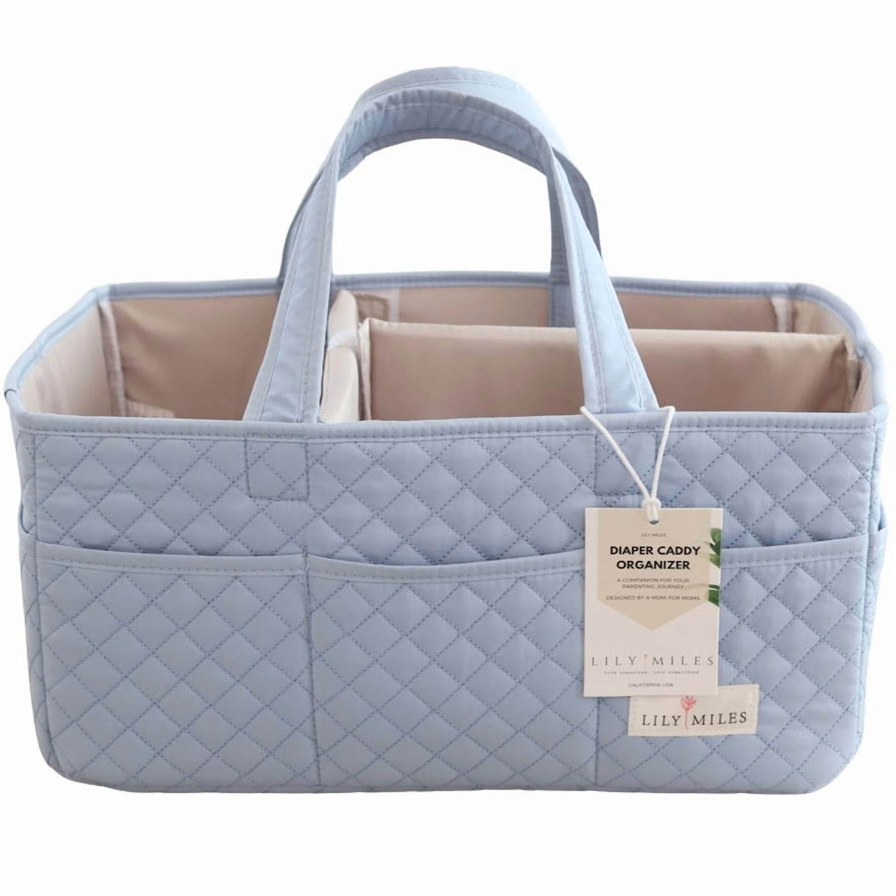 Lily Miles Baby Diaper Caddy Organizer, Quilted Nursery Storage Organizer for Newborn Essentials and Diaper Changing Station, Gift for Baby Shower and Registry Must-Have (Baby Breeze)