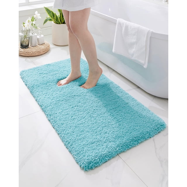 Alfombra para baño Disolla, 60 x 150 cm, antideslizante, lavable, color verde azulado