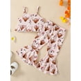 thumbnail image 2 of Genuiskids Toddler Baby Girl Summer Clothes 2T 3T 4T 5T Kids Floral Cow Pattern Camisole Tops Bell Bottoms Pants Little Girl Western Outfits 1-5T, 2 of 9