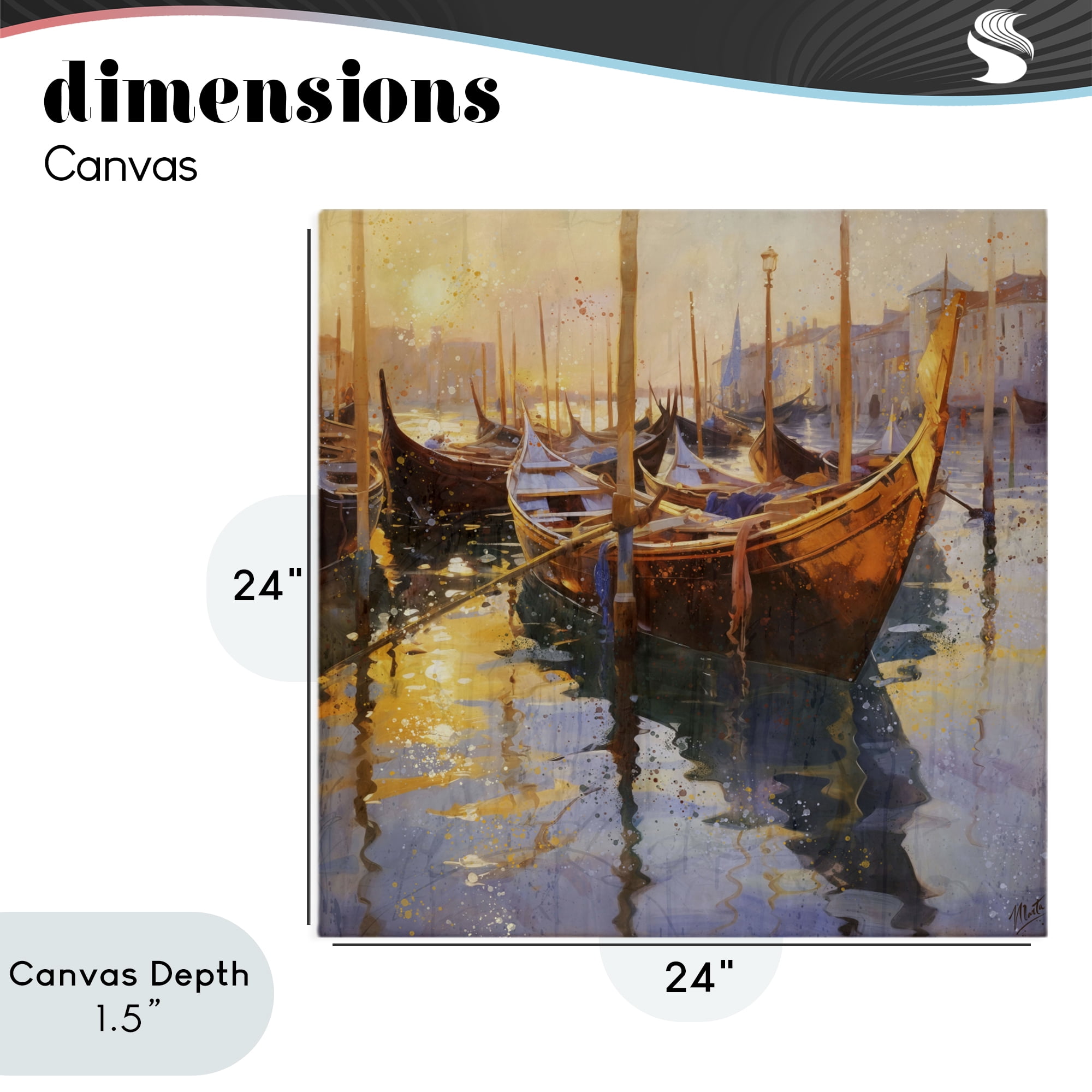 Stupell Industries Venetian Gondolas in Golden Light Canvas Wall Art, design by Marta Wiley