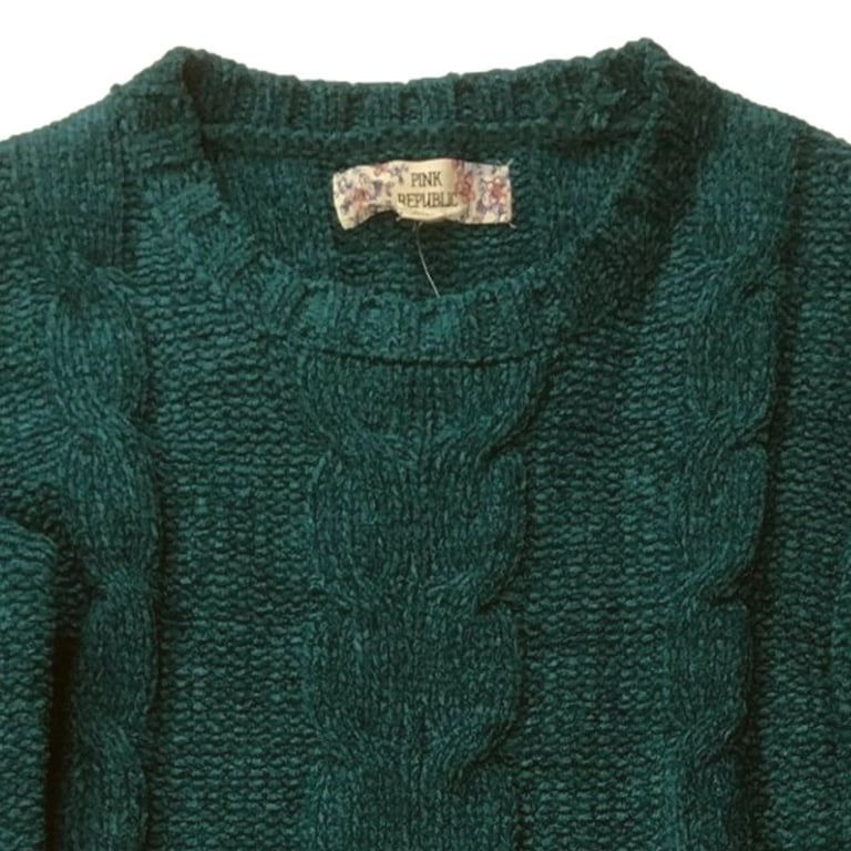 Pink Republic Girls Emerald Green Cable Knit Sweater Large (14