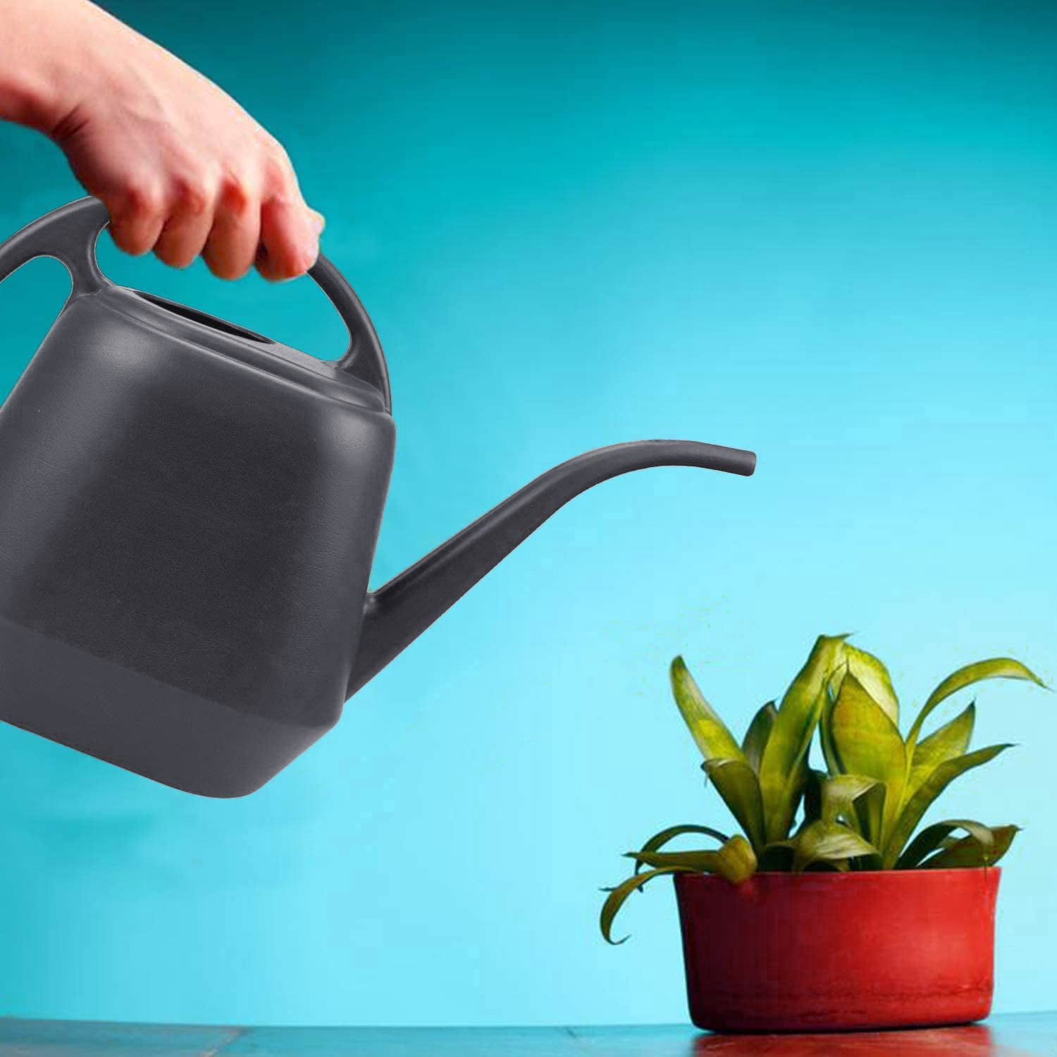 Plastic Watering Can, Grey, 1-Gallon
