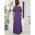 thumbnail image 6 of Chiclily Women's Summer Short Sleeve Maxi Dress with Pockets - Soft Casual Loose Long Boho Sundress for Beach & Vacation, Purple Size XL, 6 of 7