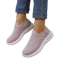 thumbnail image 2 of Domuza Women’s Slip On Knit Walking Sneakers, Breathable No-Lace Platform Orthopedic Casual Athletic Shoes Purple 5.5（EU-36）, 2 of 6