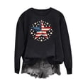 thumbnail image 2 of GaThRRgYP Soft Jersey Crew Neck Long Sleeve Top Women,Ladies Long Sleeve Round Neck Independence Day Casual Printed Top Black S, 2 of 5