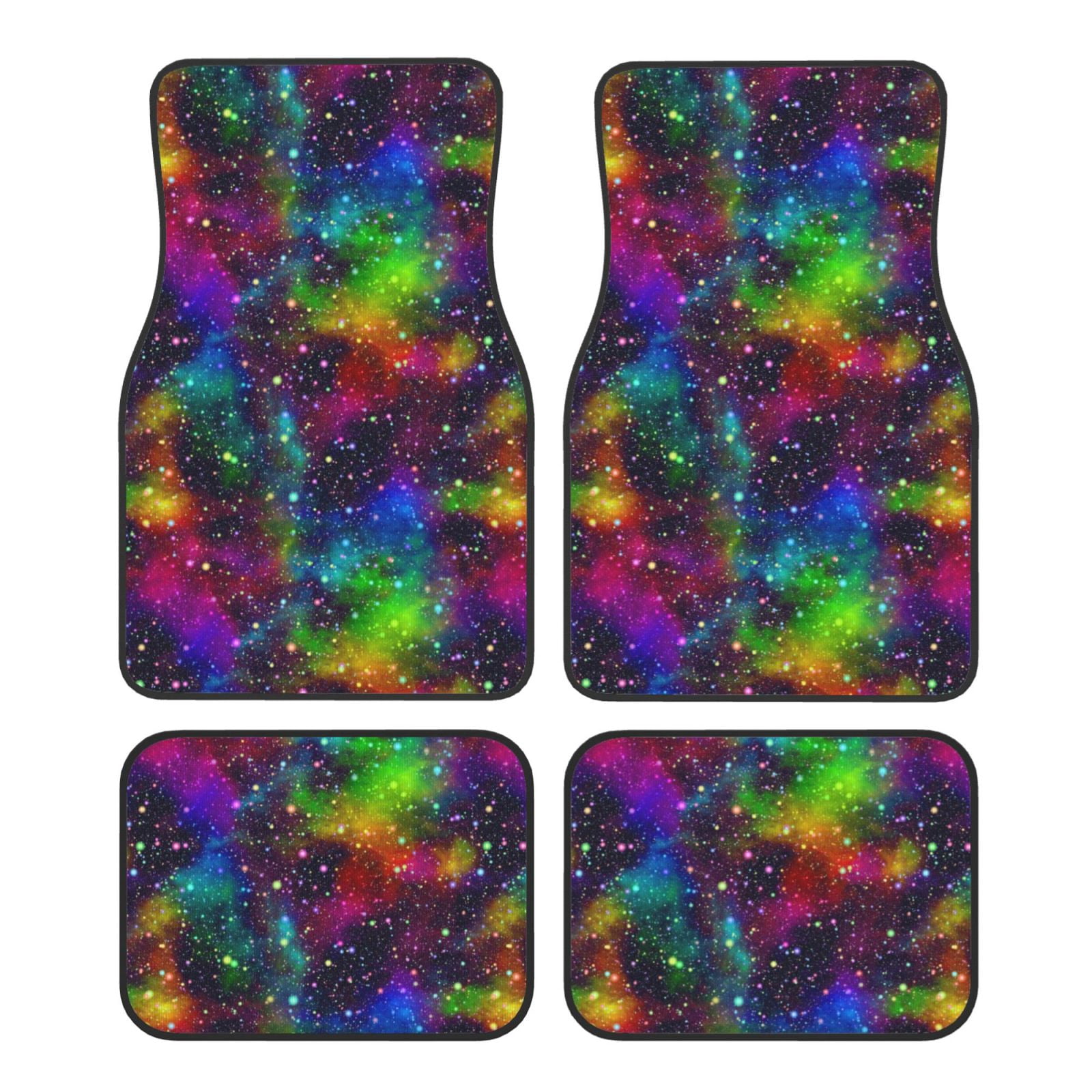 Honeii Bright Universe Print Car Foot Mat Four-Piece Set - Front & Rear Universal Car Floor Mats for SUVs, Trucks, Sedans