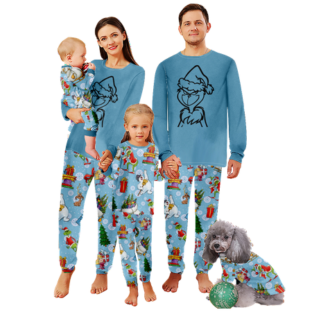 

FUNIER Family Christmas Pajamas Set Cartoon Monster Print Sizes for Adult-Kids-Baby-Pet 2-Piece Top and Pants Bodysuits Xmas Pjs Set