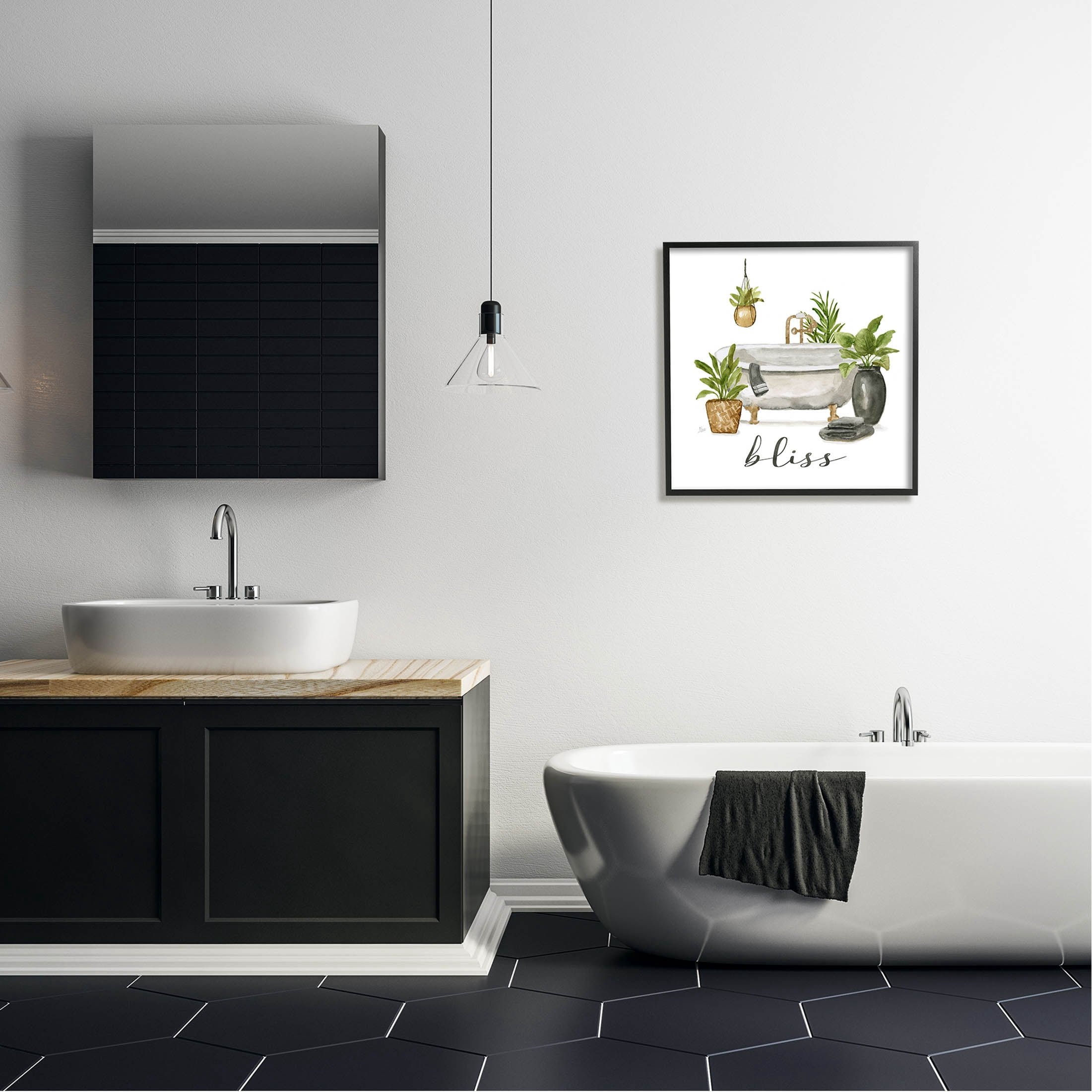 Stupell Industries Bliss Various Potted Plants Graphic Art Black Framed Art Print Wall Art, Design by Nan