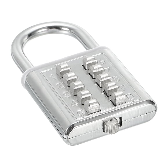 Uxcell 10 Digit Button Combination Padlock 5 Position Locking Mechanism Lock, Security Digital Lock, Silver Tone
