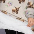 thumbnail image 3 of Oversized Wearable Blanket Hoodie,Beige Highland Cow Flower Pattern Sherpa Blanket Hoodie with Super Pockets,Super Warm Fuzzy Pullover for Women & Men, 3 of 6