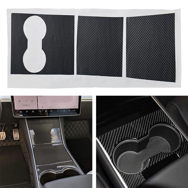 Calcomanías Adhesivas Para Caja De Almacenamiento De Fibra De Carbono Para Coche, Accesorios Interiores, Pegatina Para Consola Central A La Moda, Compatible Con Tesla Model 3 Eigraketly VI011244-00