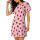 thumbnail image 2 of Fotbe Strawberries Bata de Dormir para Mujer con Estampado, Camisón de Algodón de Manga Corta, Ropa de Dormir Casual, 2 of 6
