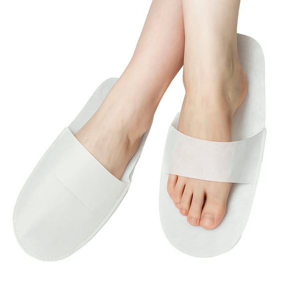 25 Pair Disposable Pedicure Treatment Guard Slippers - like Shape Foot Protector for Nail Spa, One Size, White (DS01Wx1)