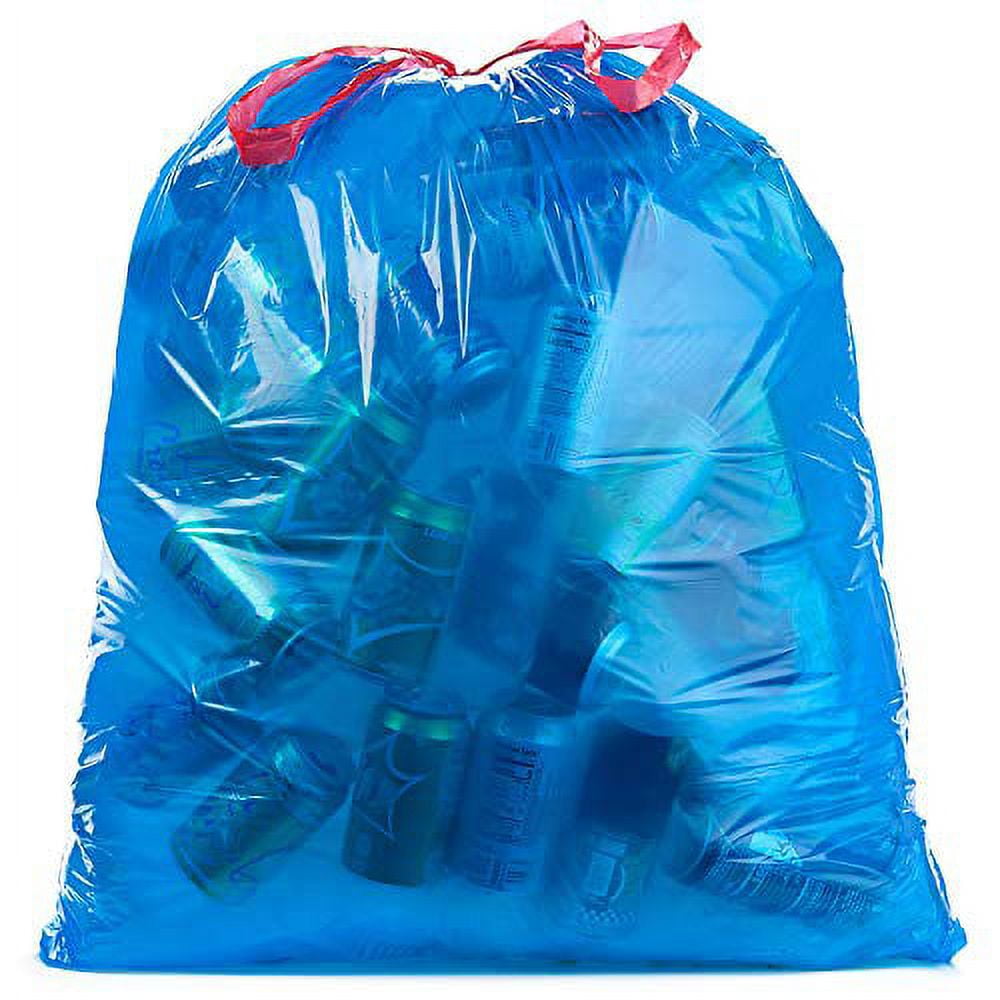Blue Uline Drawstring Recycling Trash Liners - 13 Gallon S-23036
