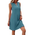 thumbnail image 2 of Women Casual A-Line Dress 2025 Sleeveless V Neck Pleated Sundress Loose Tank Dresses Blue M, 2 of 9