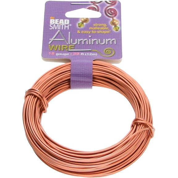The Beadsmith 18-Gauge Anodized Petite Cut Aluminum Wire for Jewelry Making, 39 Feet / 13 Yard Spool (Copper Color)