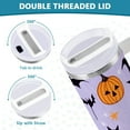 thumbnail image 3 of Yayeee 40oz Stainless Steel Tumbler with Straw and Handle Double-Wall Insulated Travel Water Bottle, Purple Halloween Pumpkin, 3 of 8