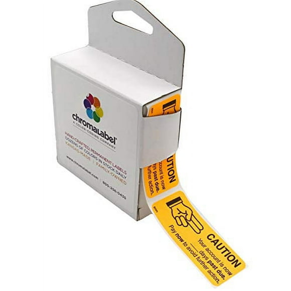 ChromaLabel 1 x 2-¼ Inch Accounts Receivable Collections Labels, 250 Dispenser Box, Orange, Imprinted: "Caution"