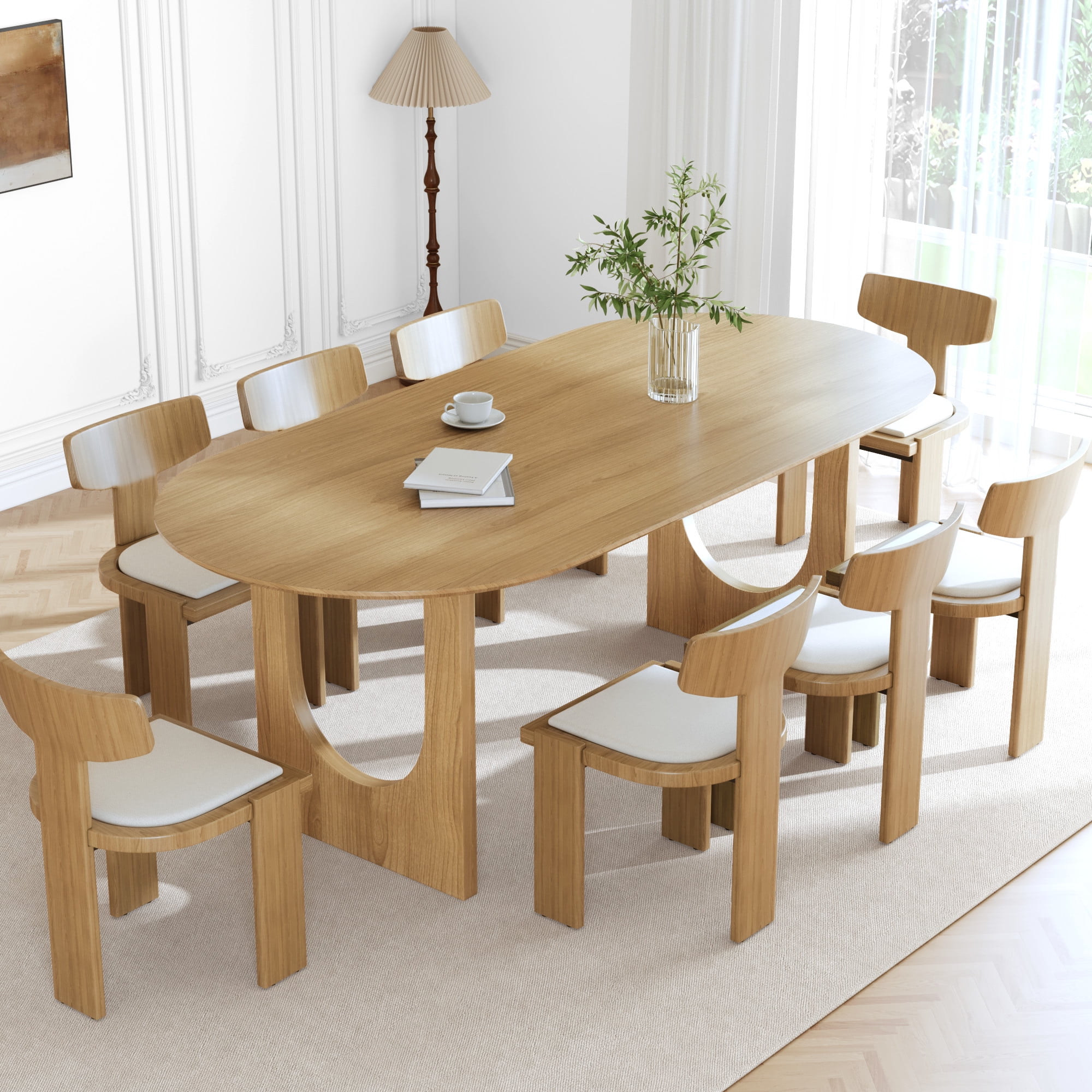 MAYEERTY 31x16 Modern Oval Extendable Dining Table with metal leg,Brown