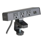 Vari Power Hub - Desk Mount Charging Station with 3 AC Outlets and 2 USB Ports - 12 Inch Power Cord - Easily Clamps to Desk or Table