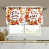 Yayeee Kitchen Curtains Set of 2 Light Filtering 57"x24" Over Sink Window Panels, Leaves Pattern