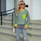 thumbnail image 4 of Camisas de Larga para Mujer, Cuello Redondo A Rayas, Corte Holgado, Camiseta de Bloques de Color Otoño 2025 con Bolsillo Rayas S, 4 of 10