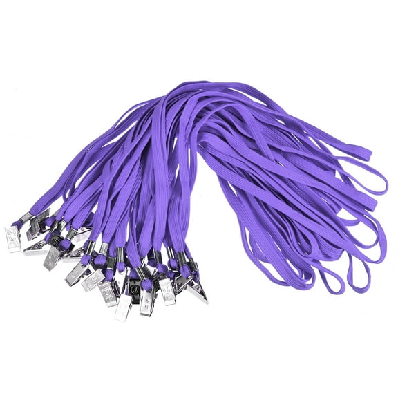 Uxcell Flat Lanyards with Clip Neck ID Card Badge Holder Purple