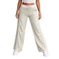 thumbnail image 5 of Women's Casual Wide Leg Pants Lightweight Drawstring Waist with Side Pockets Summer Comfy Slacks Beige S, 5 of 5