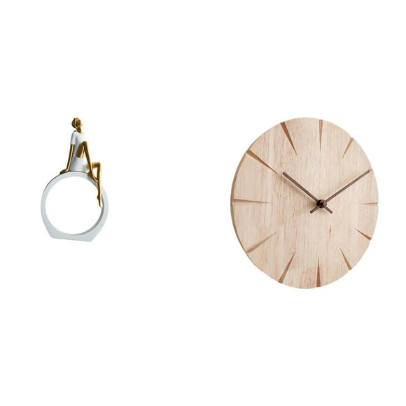 Estatua de niña,Estatuas de mujeres y niñas,figuritas decorativas elegantes,Reloj de pared redondo,Reloj de pared de madera maciza para decoración de sala de estar,Reloj de pared de madera