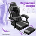 thumbnail image 5 of Lacoo PU Leather Gaming Chair Massage Ergonomic Gamer Chair Height Adjustable Computer Chair with Footrest & Lumbar Support,Gray, 5 of 8