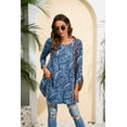 thumbnail image 5 of ENMAIN Plus Size Women Shirts 3/4 Sleeve Tunic Tops for Leggings Casual Blue Dressy Swing Blouses 2XL, 5 of 8