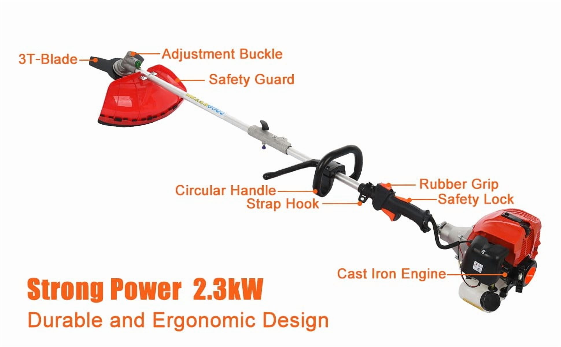 52cc 2 Stroke Gas Hedge Trimmer, 5 in 1 Tool String Trimmer, Cordless Weed Wacker, Petrol Hedge Trimmers, Weed Eater Gas Powe with Multi Functional Trimming Tools, Powerful Brush Cutter