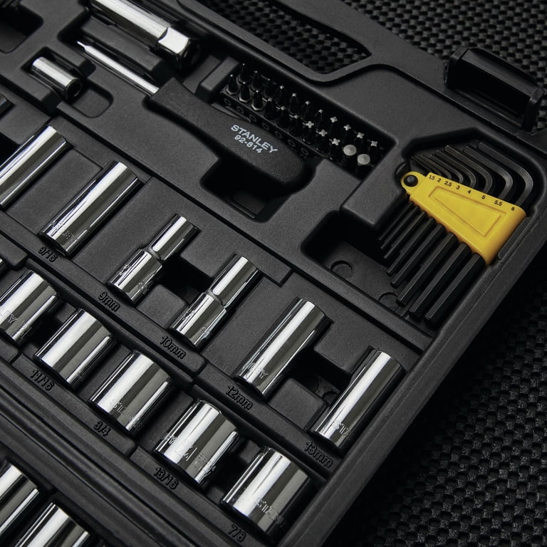 STANLEY, Socket Set, 123 Piece, 1/4