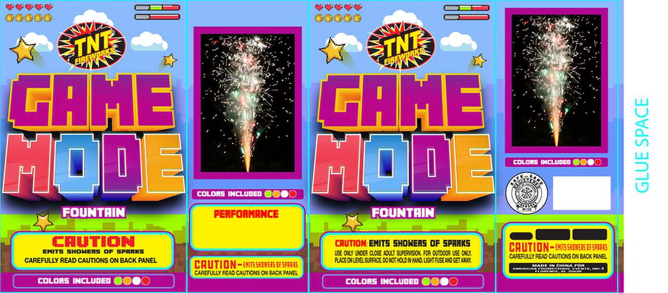 TNT Fireworks, Game Mode, Ground Based Fountain Firework,  Video Game Character, Any Occasion, Party, Summer Blast