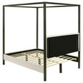 thumbnail image 3 of Pemberly Row Fabric Upholstered Eastern King Canopy Bed Vanilla and Bronze, 3 of 5