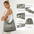 thumbnail image 5 of Geometric Plaid Crossbody Bag - Boho Chic Shoulder Tote, Adjustable Strap Large Capacity Purse, 5 of 5