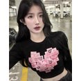 thumbnail image 1 of Camisetas de manga larga para mujer, camisetas retro, estilo americano, modernas, sencillas, de calle, ajustadas, estilo nicho, recortadas, informales, para estudiantes, elegantes y dulces., 1 of 6