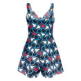 thumbnail image 5 of Usmixi Womens Jumpsuits Plus Size Tie Front Sexy Hollowed Empire Waist Short Jumpsuits Trendy Geometric Print V-Neck Sleeveless Mini Summer Rompers Dark Blue xl, 5 of 5