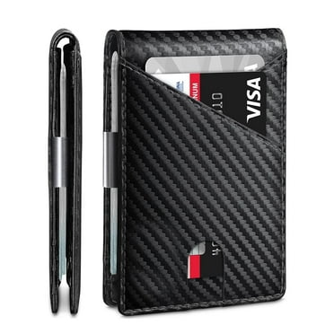 Aursear Wallet for Men Slim, Leather Mens Wallet RFID Blocking Credit Card Holder with Money Clip