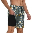 thumbnail image 3 of Daiia Flowers and Bee Mens Swim Trunks Swim Shorts Quick Dry Swim Shorts with Mesh Lining Pockets-Large, 3 of 9
