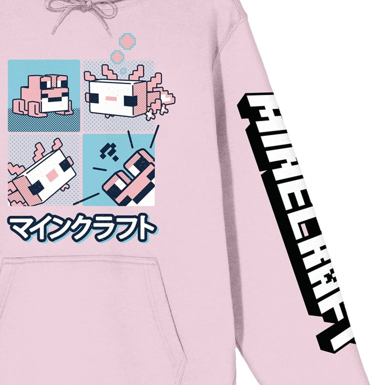 Bioworld Minecraft Axolotl Hooded Sweatshirt, Cradle Pink, Long