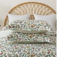 thumbnail image 2 of NEWLAKE 3-Piece Quilt Set Lightweight Bedspread Set Garden Style Floral Quilt for All Season, White and Green Quilt, King Size, 2 of 9