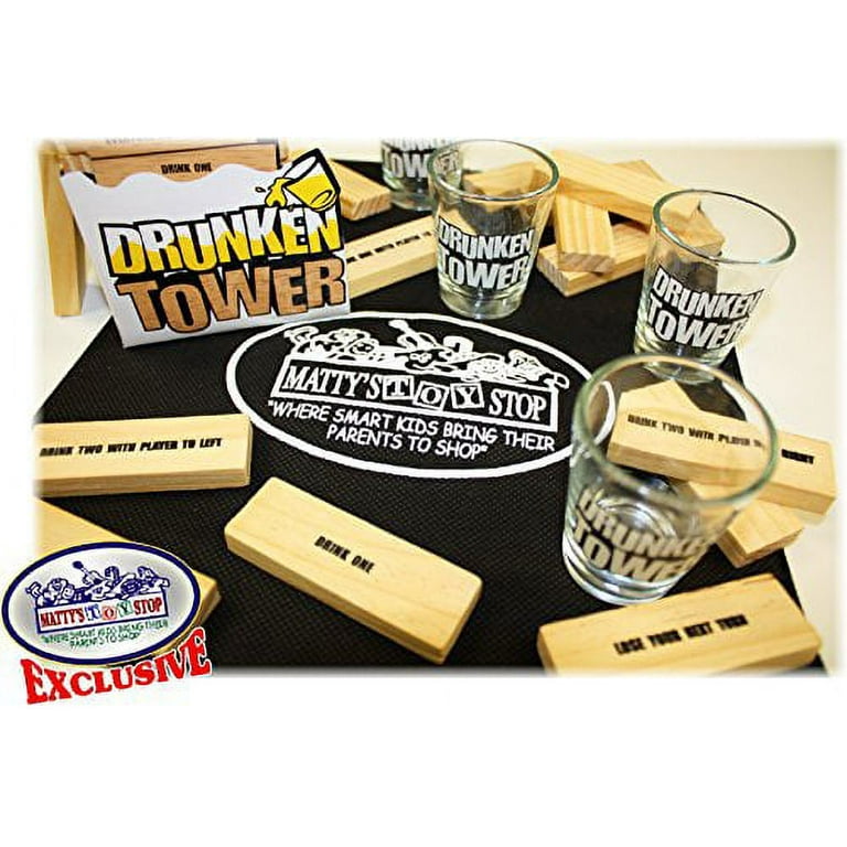 Drunken Tower Drink Game! Fun Drinking Game with friends and family for a  Game Night with this Drunken Tower Drinking Game;Product Size: 8 x 7.5 x4 