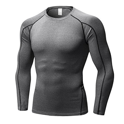 LANBAOSI Hauts de Compression pour Hommes Séchage Rapide Légers Couche de Base pour Homme T-Shirt à Manches Longues pour Cyclisme Ski Course Randonnée Taille Small