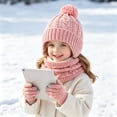 thumbnail image 6 of Kids Winter Hat Gloves Scarf Set,Girls Toddler Children Hats Beanie with Pom Knit Neck Warmer Gaiter Mittens Fleece Lined Set, 6 of 6