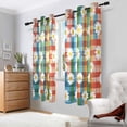 thumbnail image 2 of Yayeee Window Curtains Light Filtering 63"x52" Grommet Panel Pair Home Living Room Decor, Green Checkered Daisy, 2 of 7