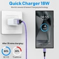 thumbnail image 6 of Type C Charger Block，Hootek USB Block with 10FT Type C Cable, 18W Fast Charging USB Charger Adapter with USB C Cable Type C Wall Charger Plug Cube USB Cables USB Brick for Android Samsung, Purple, 6 of 9