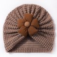 thumbnail image 4 of Splozh Baby Turban Bow Baby Girls Turban Hats with Bow Newborn Caps Bonnets Headwraps for Infants Toddlers,Coffee,One Size, 4 of 5