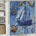thumbnail image 6 of Orinice Items Nautical Coastal Shower Curtain,Sailboat Compass Lighthouse Beach Decor,Ocean Underwater Theme Shower Curtains for Bathroom,Waterproof Washable Polyester Shower Curtain, 69x72, 6 of 7