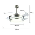 thumbnail image 2 of 36" Flush Mount Ceiling Fan with Light - Silver Integrated LED Chandelier & 5000CFM Airflow，3 Color Dimmable Remote Control Wrought Iron Design，Adjustable 4/8" Downrods for Bedroom Living Room, 2 of 7